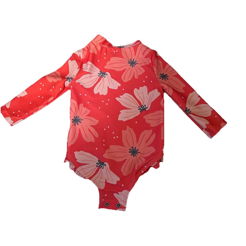 Simple Joys Baby Girl Long Sleeve Floral Swimsuit 3-6M Rash Guard UPF 50+ - Picture 2 of 8